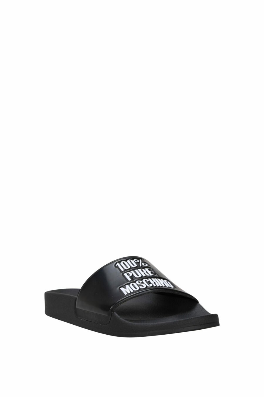 Black flip flops with logo "100% pure moschino" - 8054388527972 1 scaled