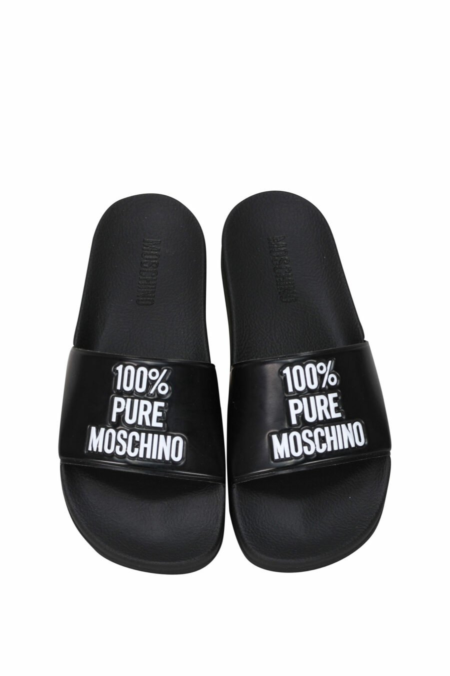 Black flip flops with logo "100% pure moschino" - 8054388527972 4 scaled