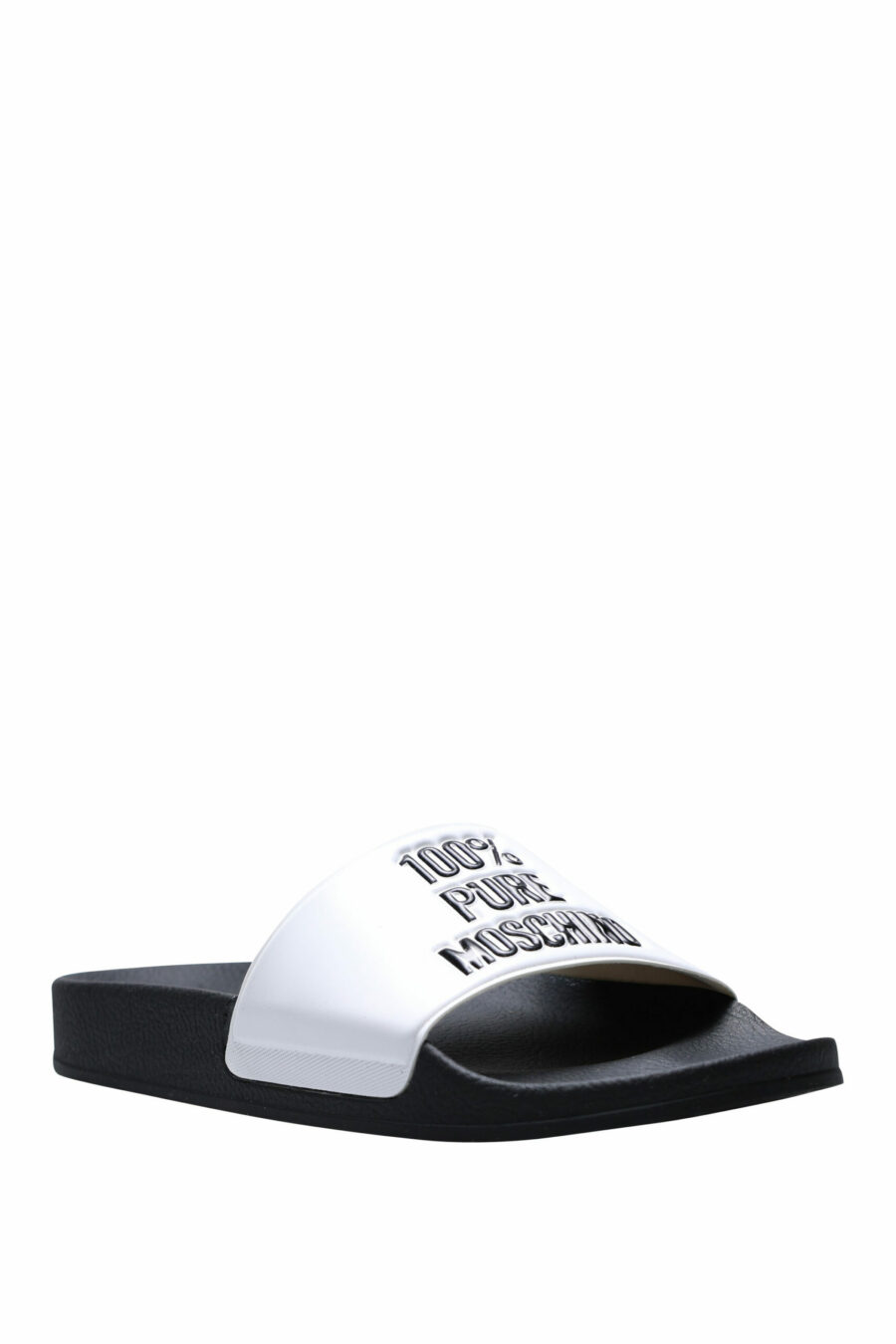 White flip flops with logo "100% pure moschino" - 8054388534581 1 scaled