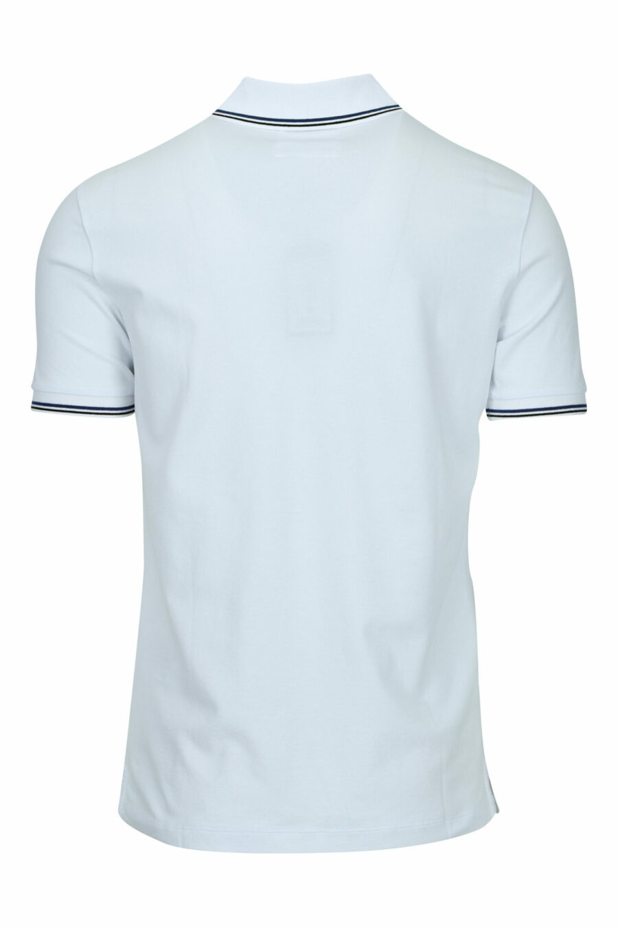 Weißes gestricktes Poloshirt mit gestreiftem Kragen und Mini-Adler-Logo - 8056861420442 1 skaliert