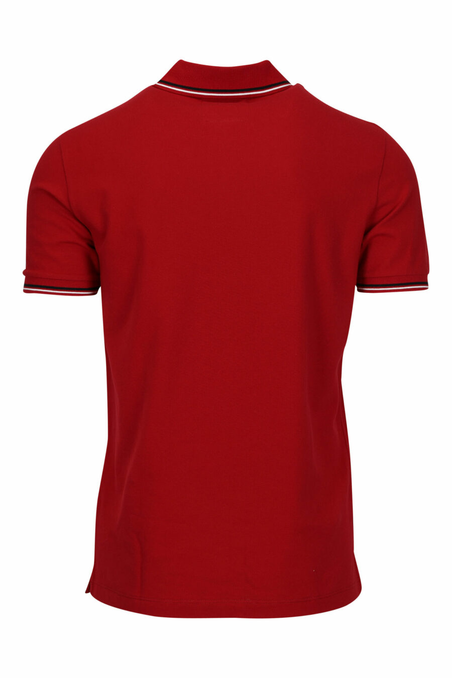 Red knitted polo shirt with striped collar and mini eagle logo - 8056861420527 1 scaled
