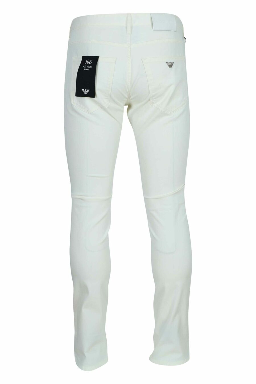White jeans with metal eagle mini logo - 8056861951946 1 scaled