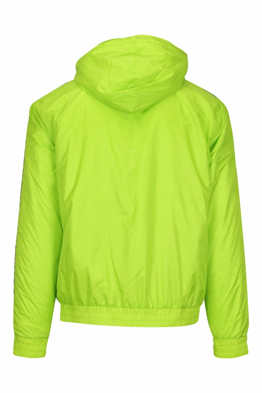 Lime green waterproof jacket with hood, white side lines and "lux identity" logo - 8057970709060 1 scaled