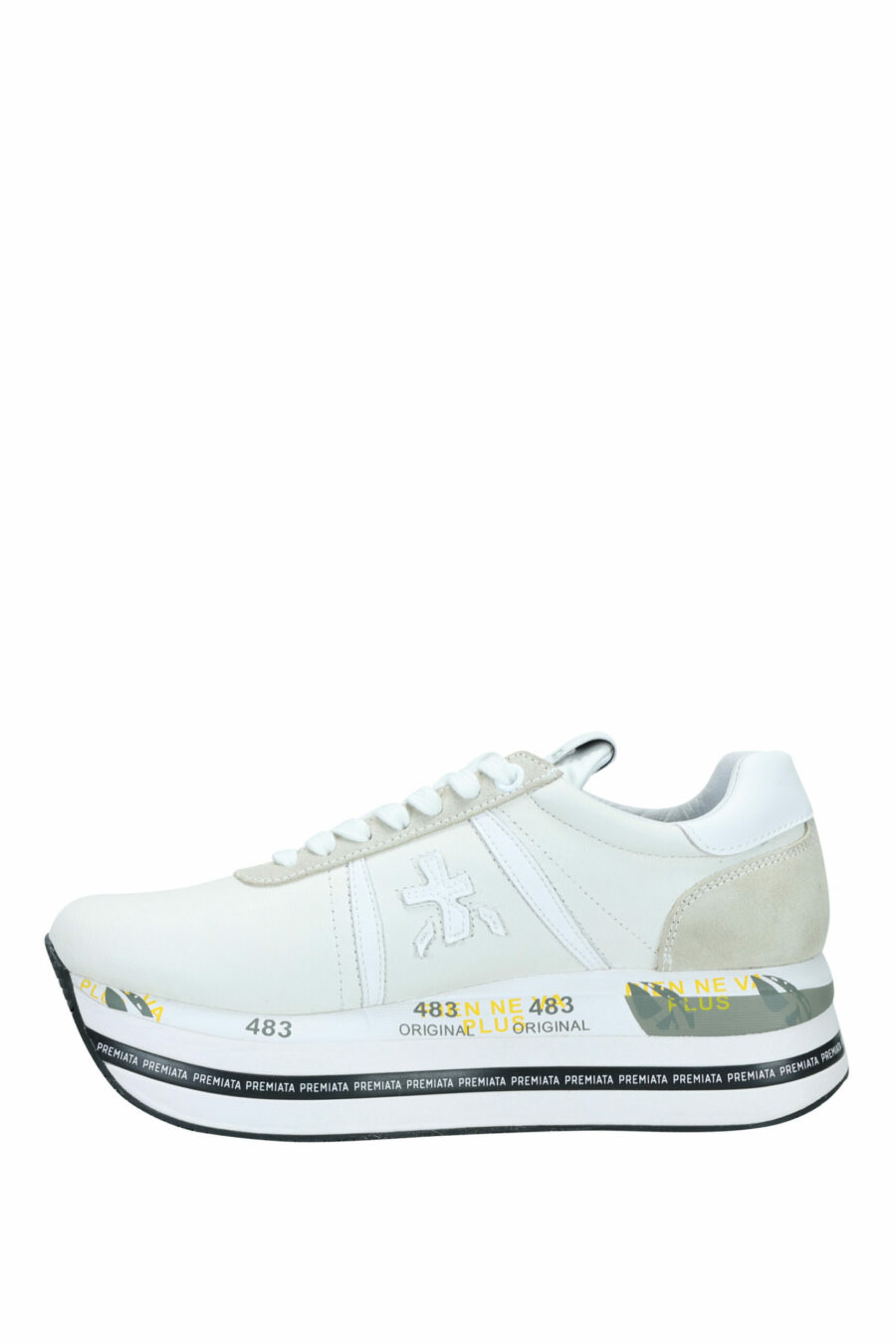 White trainers with beige and platform "Beth 5603" - 8058325981902 2 scaled