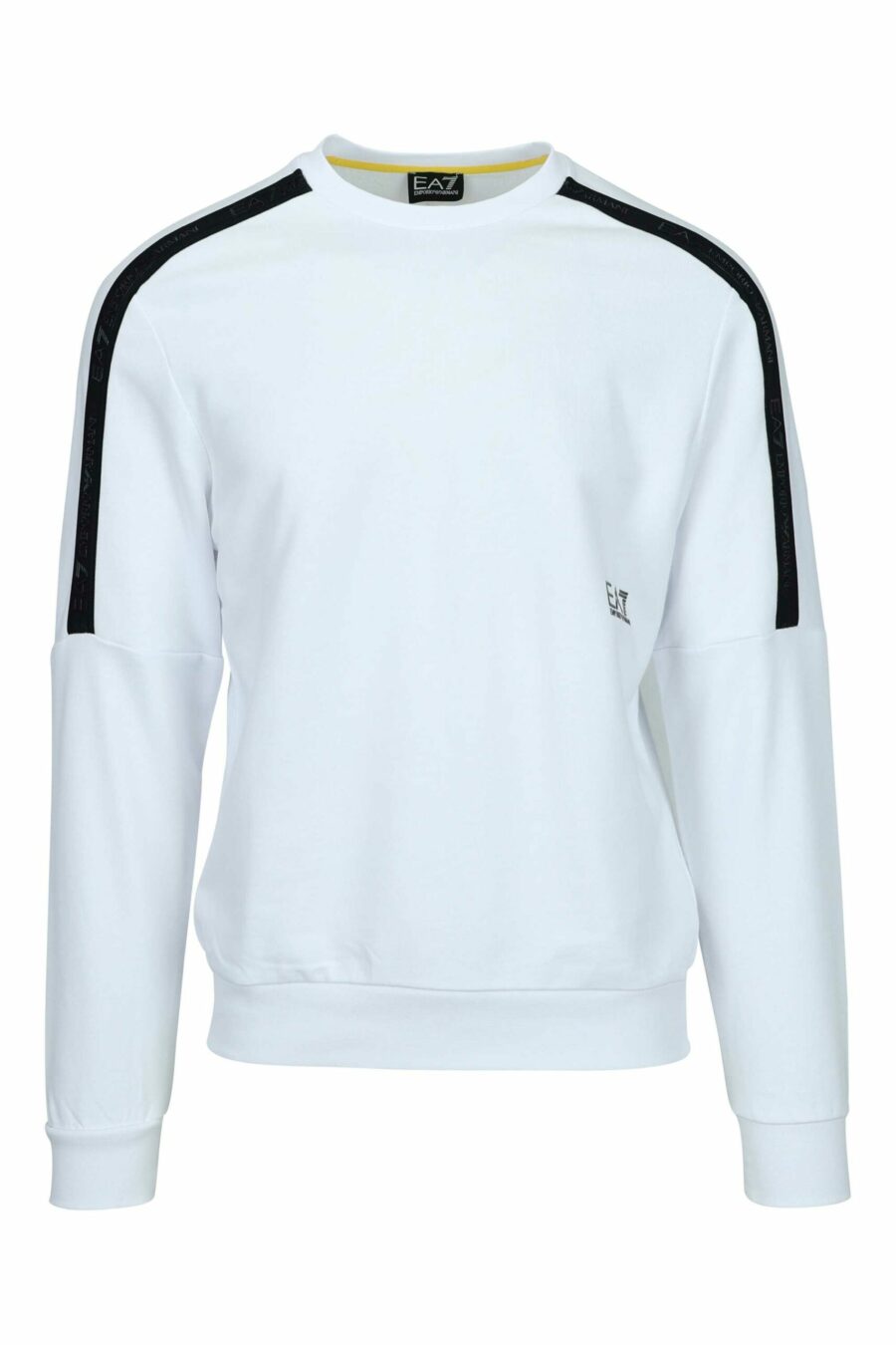 White sweatshirt with "lux identity" mini-logo on monochrome ribbon - 8058947443338 scaled