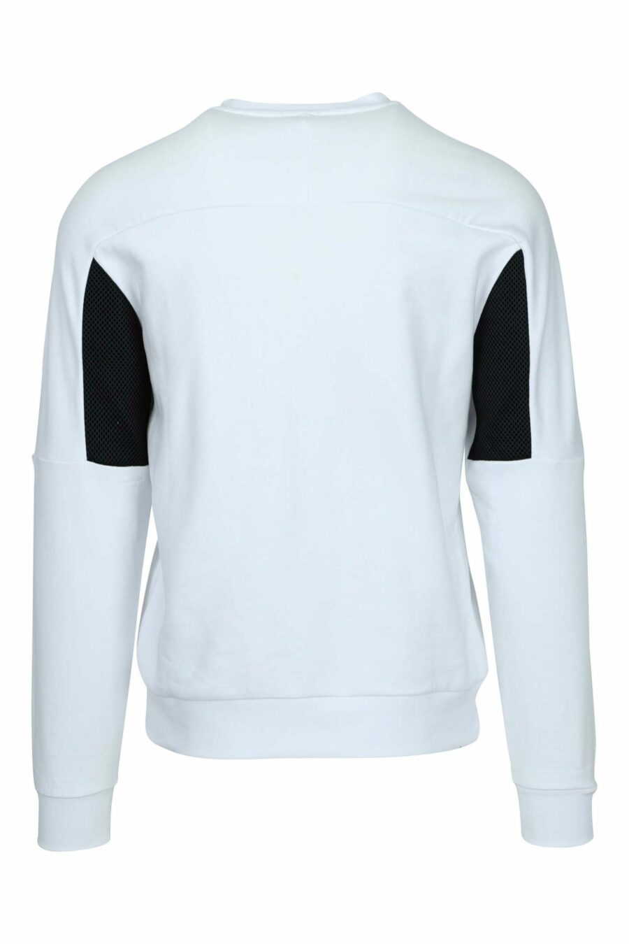 White sweatshirt with "lux identity" minilogue on monochrome ribbon - 8058947443338 1 scaled