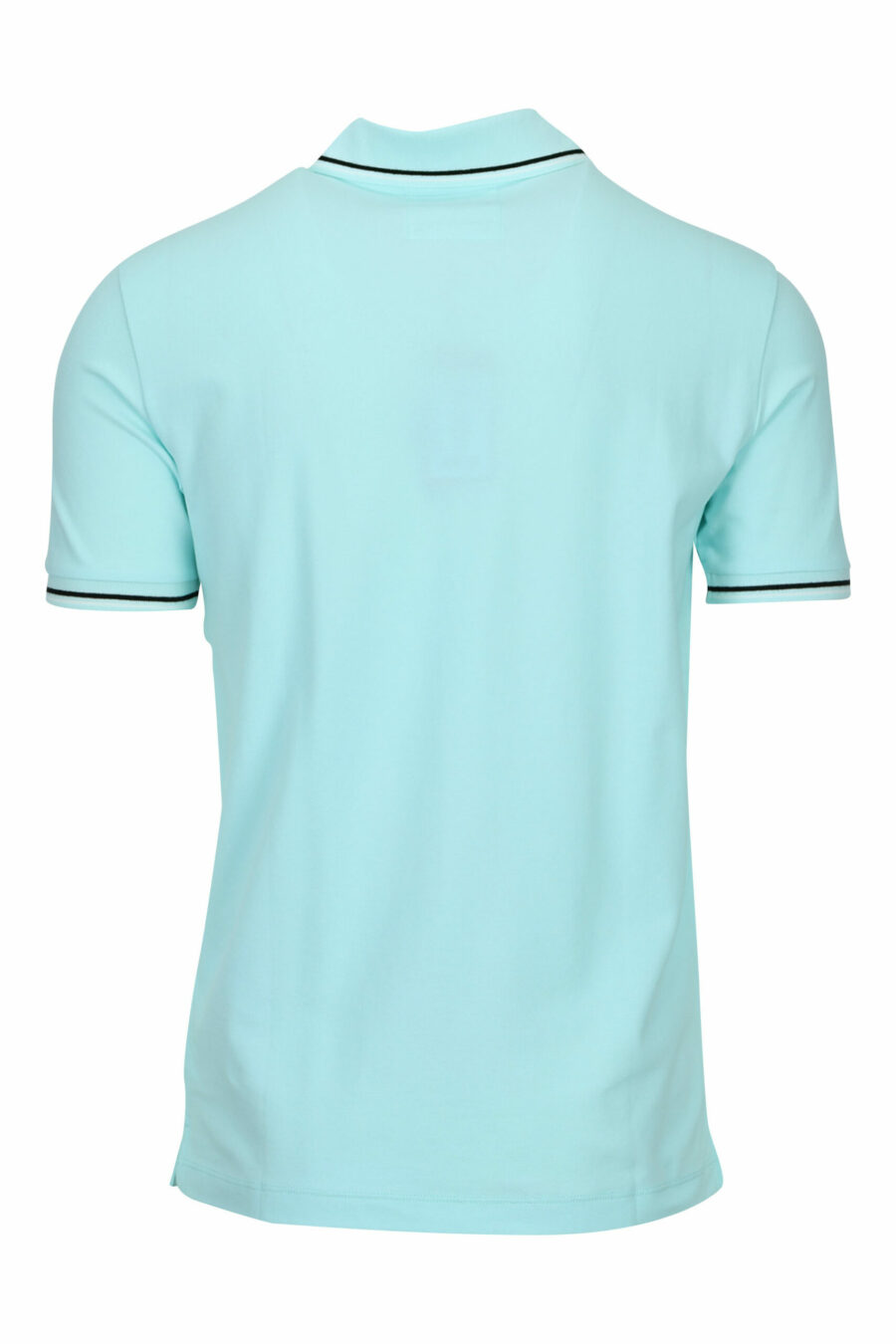 Light blue knitted polo shirt with striped collar and mini eagle logo - 8058947672141 1 scaled