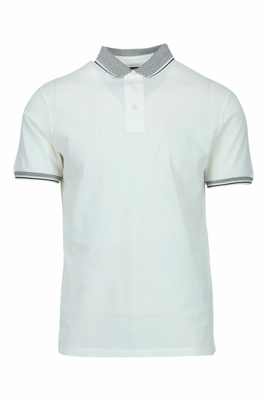 Weißes Poloshirt mit klassisch grauem Kragen - 8058947967995 skaliert