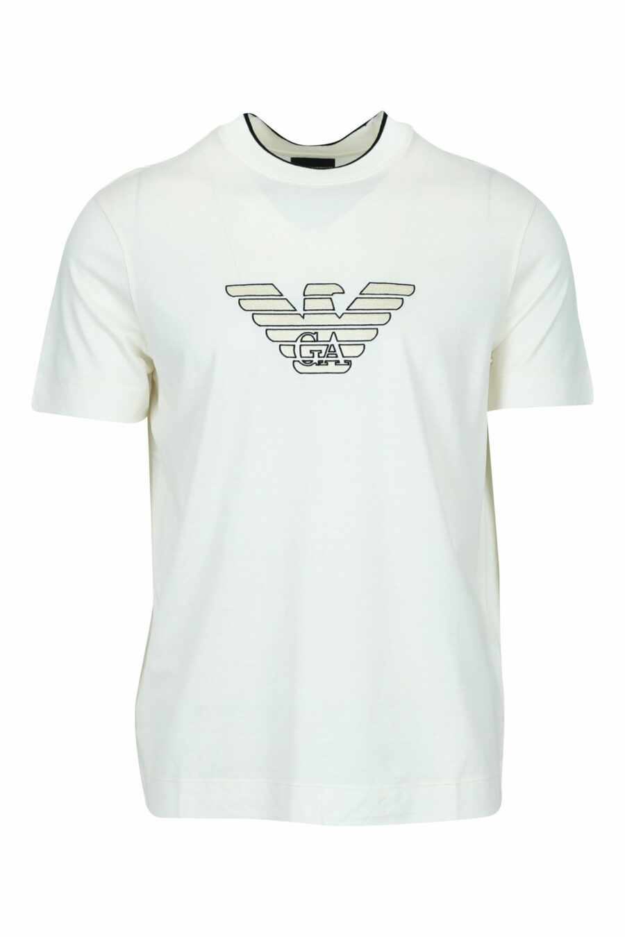 Cream-coloured T-shirt with centred eagle maxilogo - 8058947986996 scaled