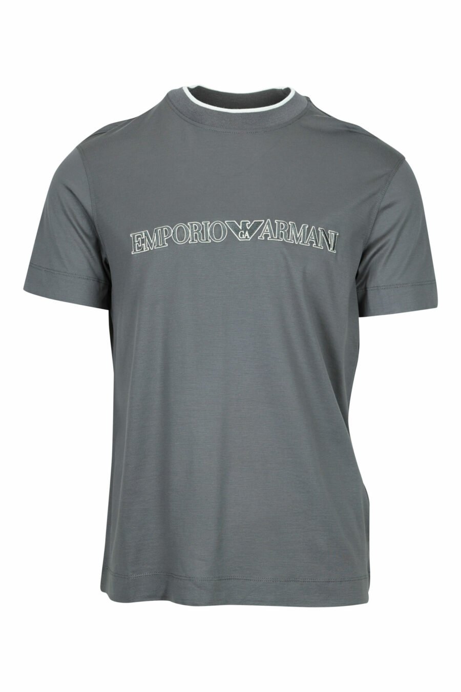 Camiseta gris con maxilogo "emporio" - 8058947987238 scaled