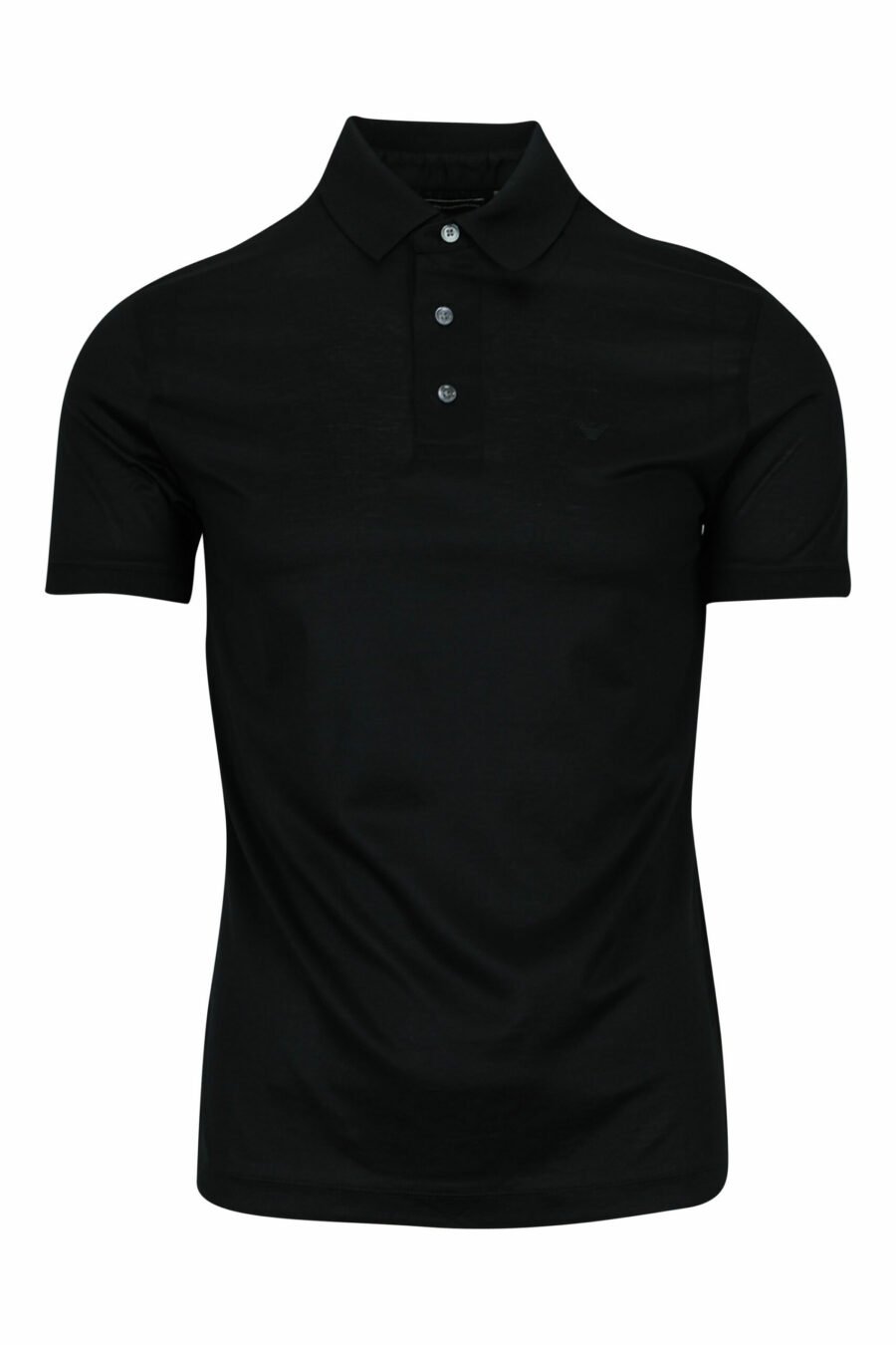 Black knitted polo shirt with eagle mini logo - 8059516405610 scaled