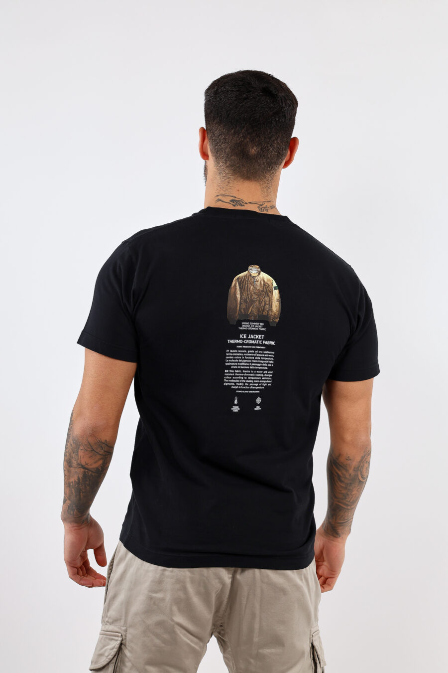 Camiseta negra con minilogo "archivio" centrado - BLS Fashion 155