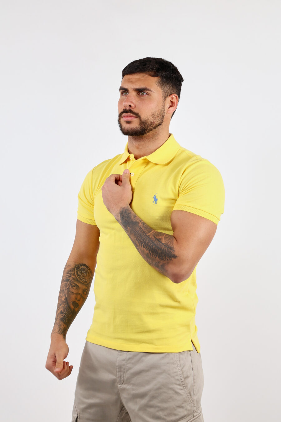 T-shirt amarela e azul com mini-logotipo "polo" - BLS Fashion 192