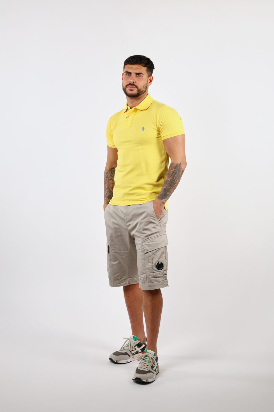 Yellow and blue T-shirt with mini-logo "polo" - BLS Fashion 193