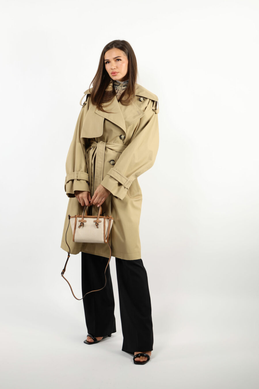 Bolso shopper mini " Miss Marcella" beige con marrón y minilogo - 109326