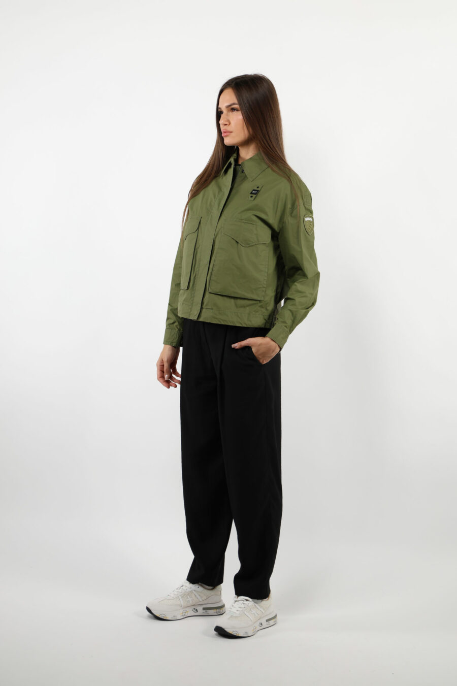 Veste vert militaire avec poches avant et logo latéral - 109686