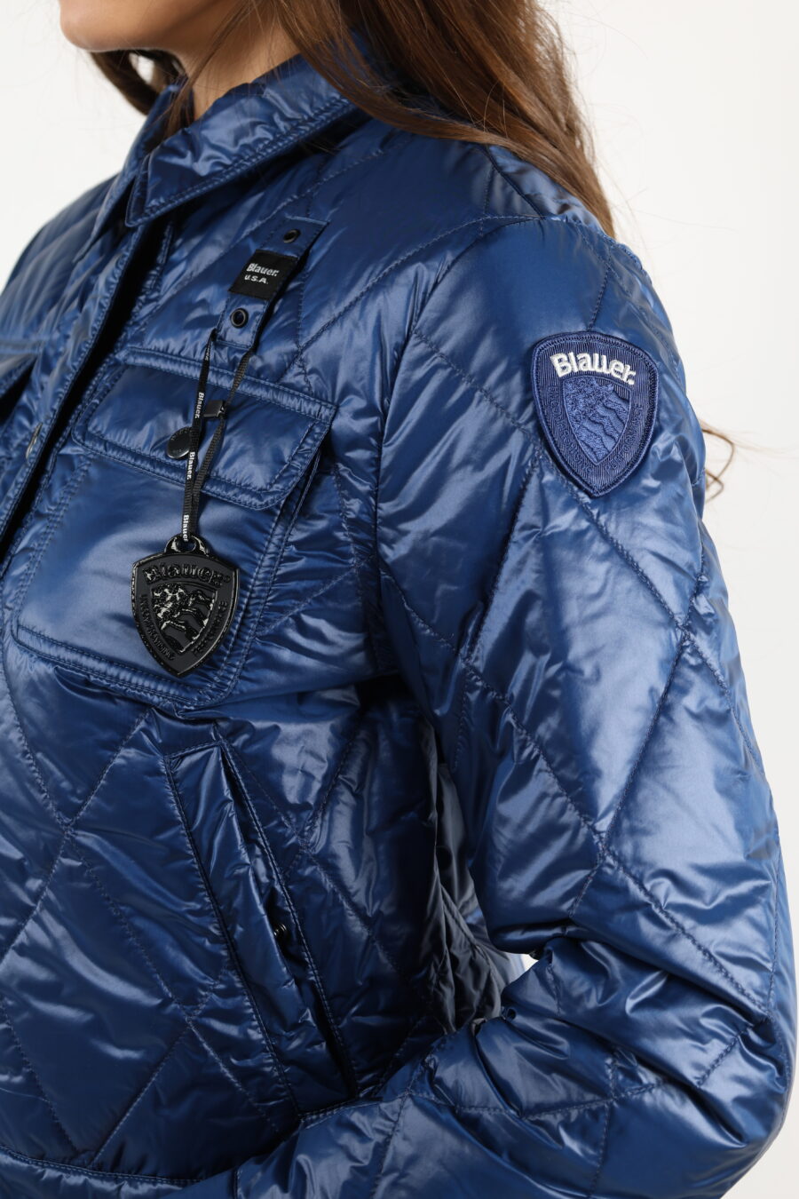 Blue jacket with wavy lines and logo side patch - 110628