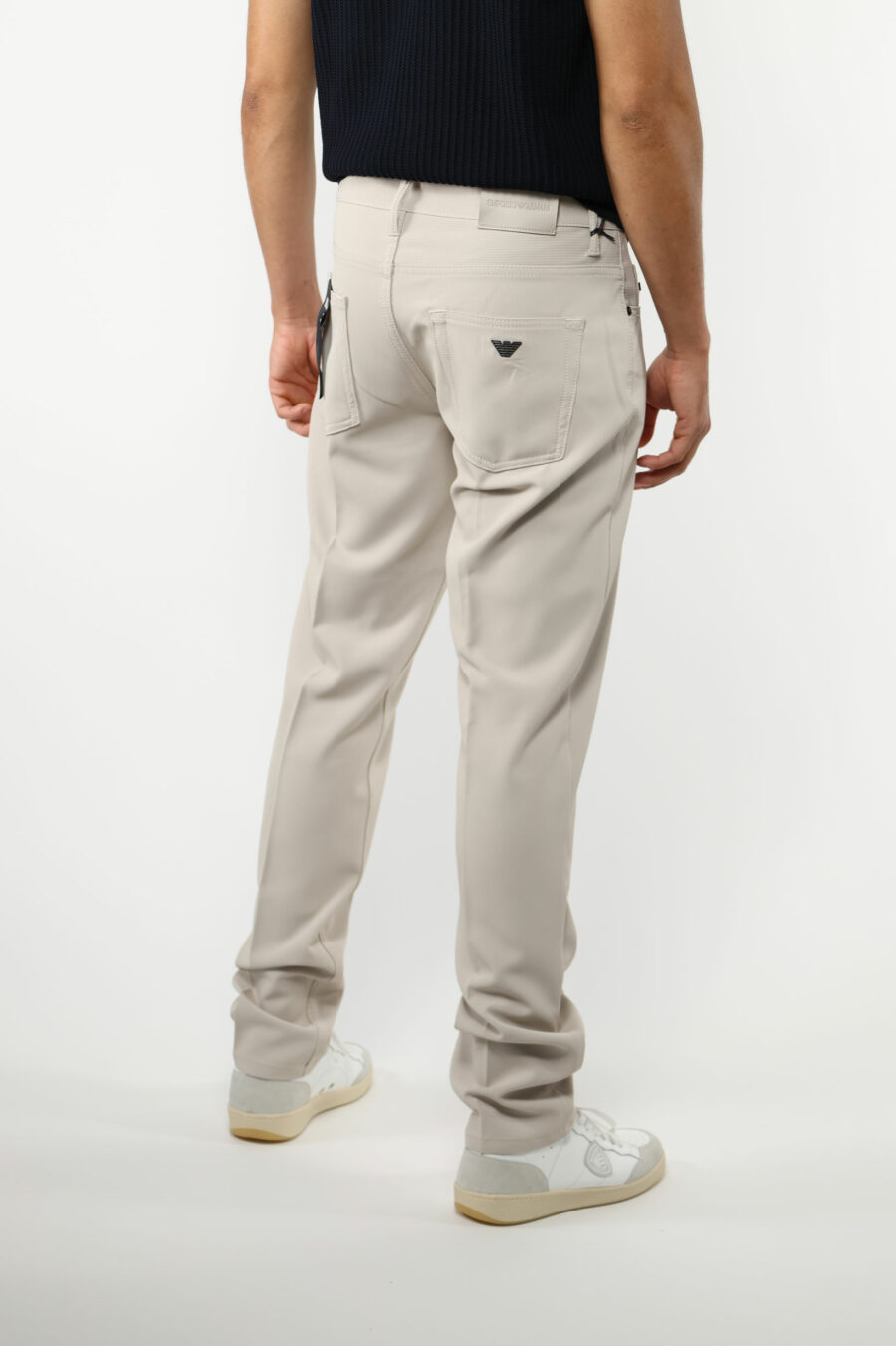 Beige trousers with metal eagle mini logo - 110849