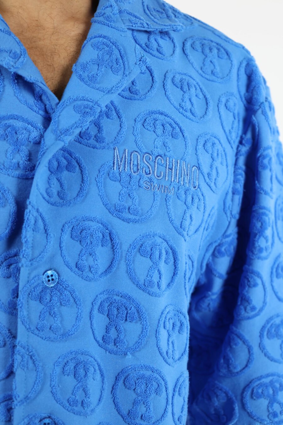 Chemise bleue à manches courtes avec "all over logo" double question - 111092