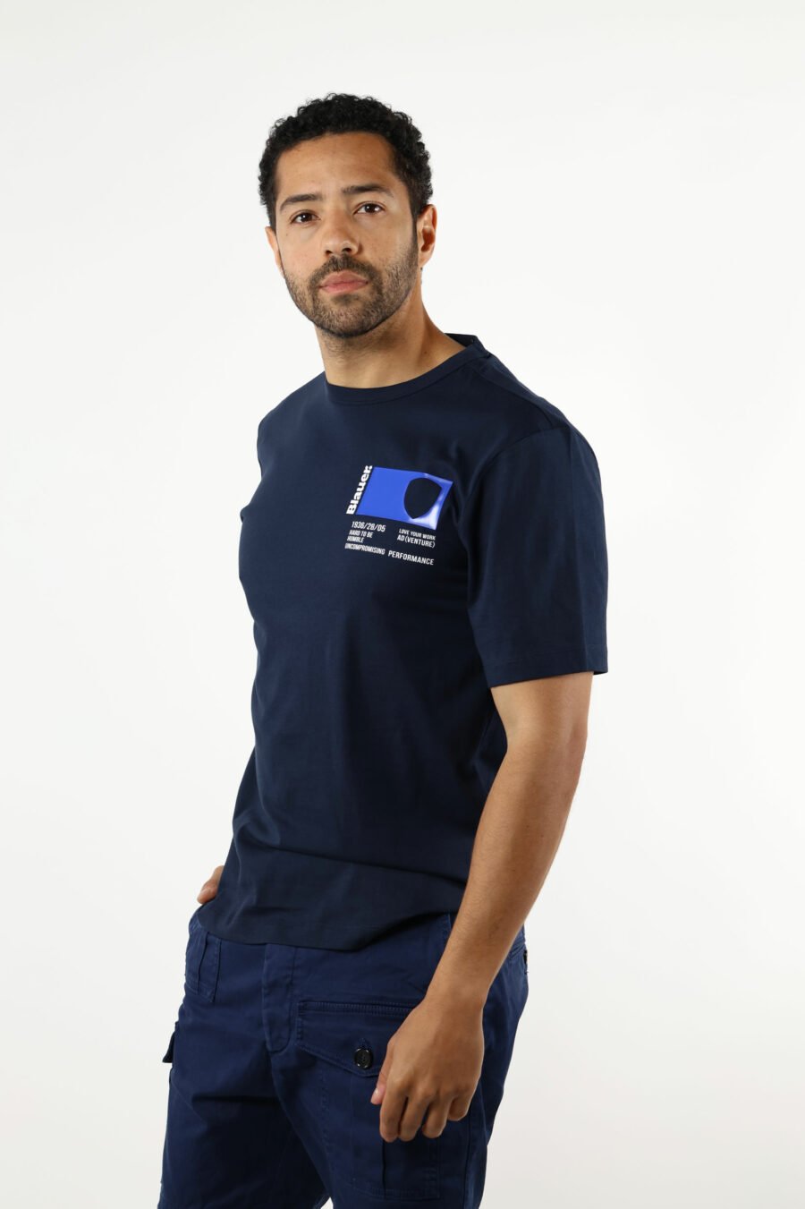 Camiseta azul con minilogo estampado bolsillo - 111163