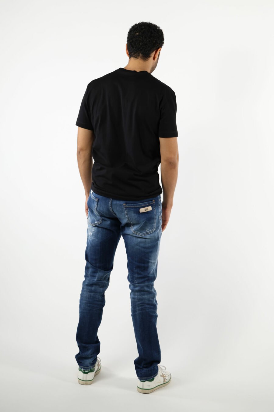 Dark blue "cool guy jean" worn and ripped jeans - 111171