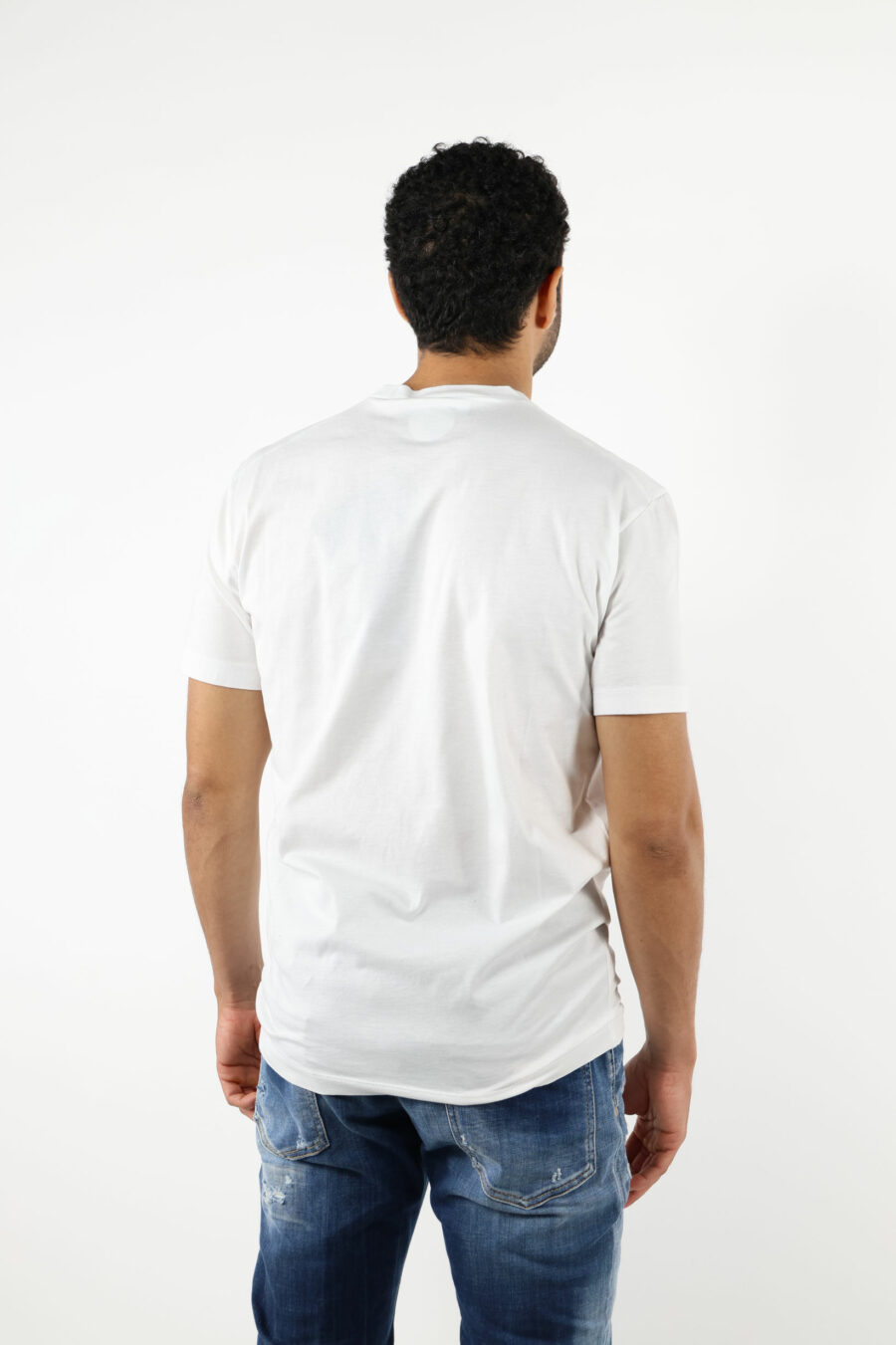 Camiseta blanca con maxilogo multicolor retro - 111183