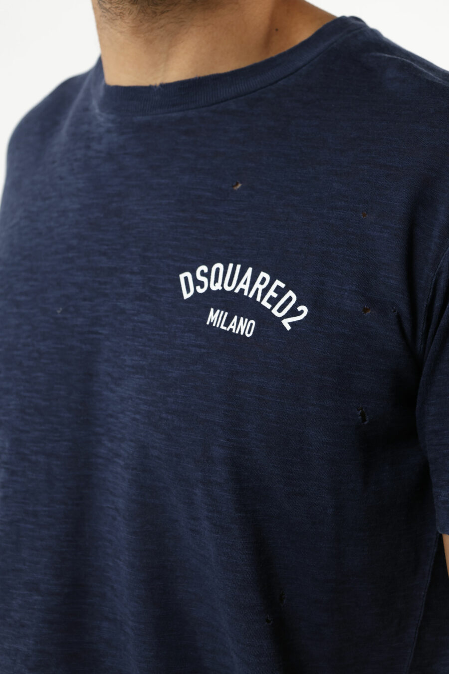 Dunkelblaues T-Shirt mit Mini-Logo "milano" - 111194