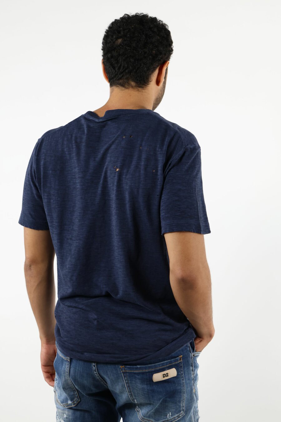 Dark blue T-shirt with mini-logo "milano" - 111195