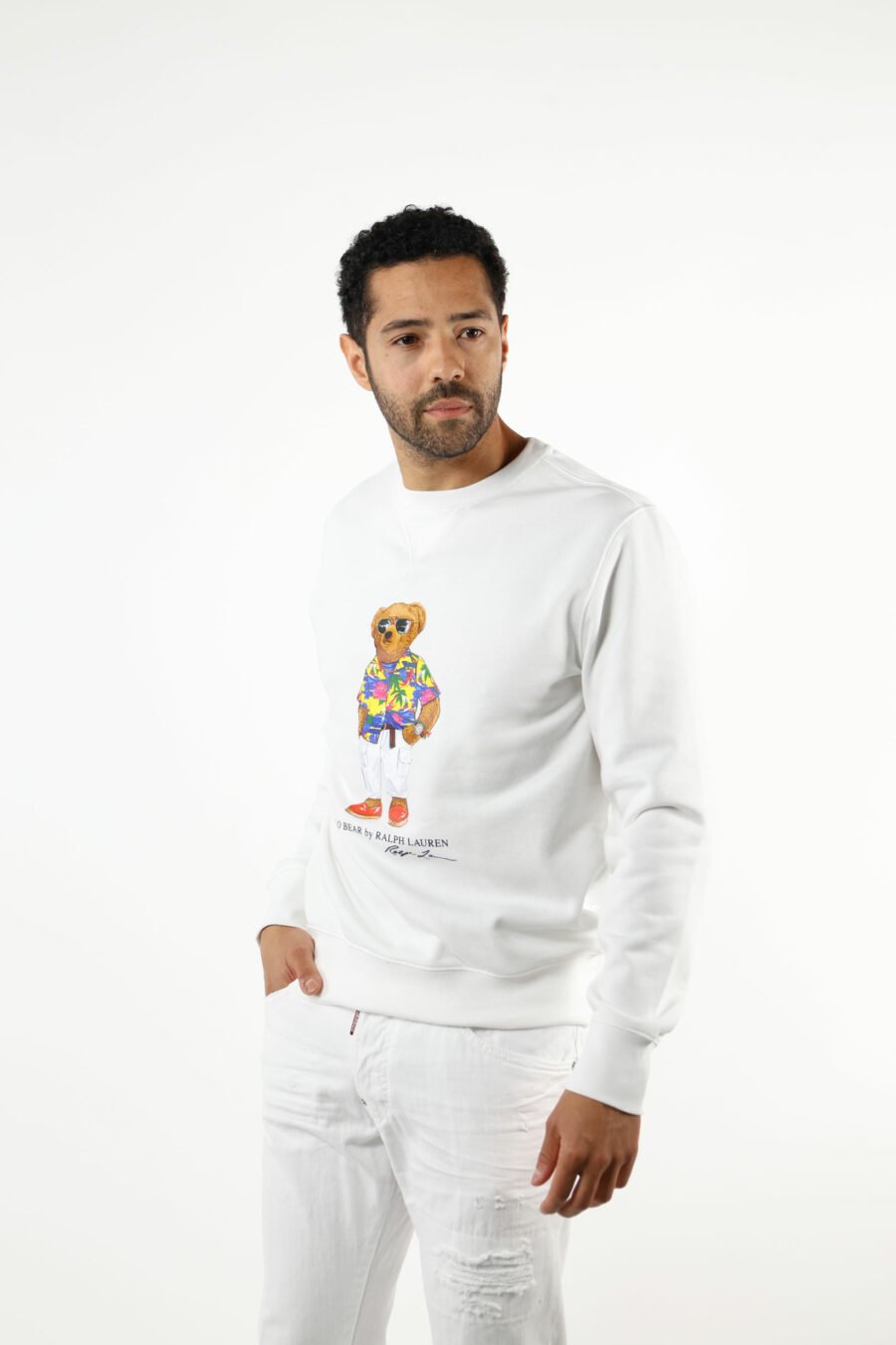 White sweatshirt with maxilogo "polo bear" - 111251