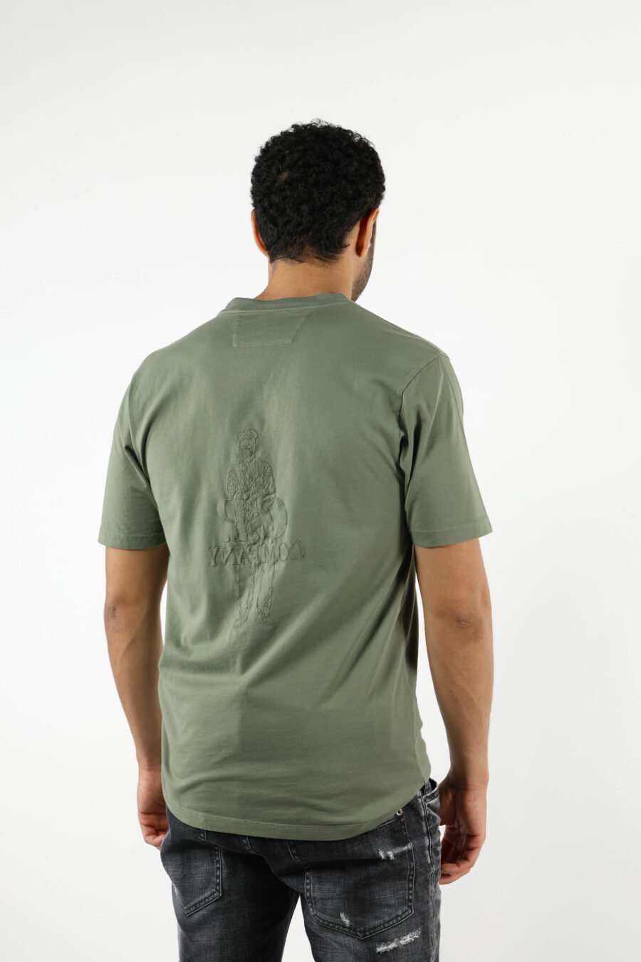 T-shirt gris-vert avec maxilogue marin et logo "cp" - 111306