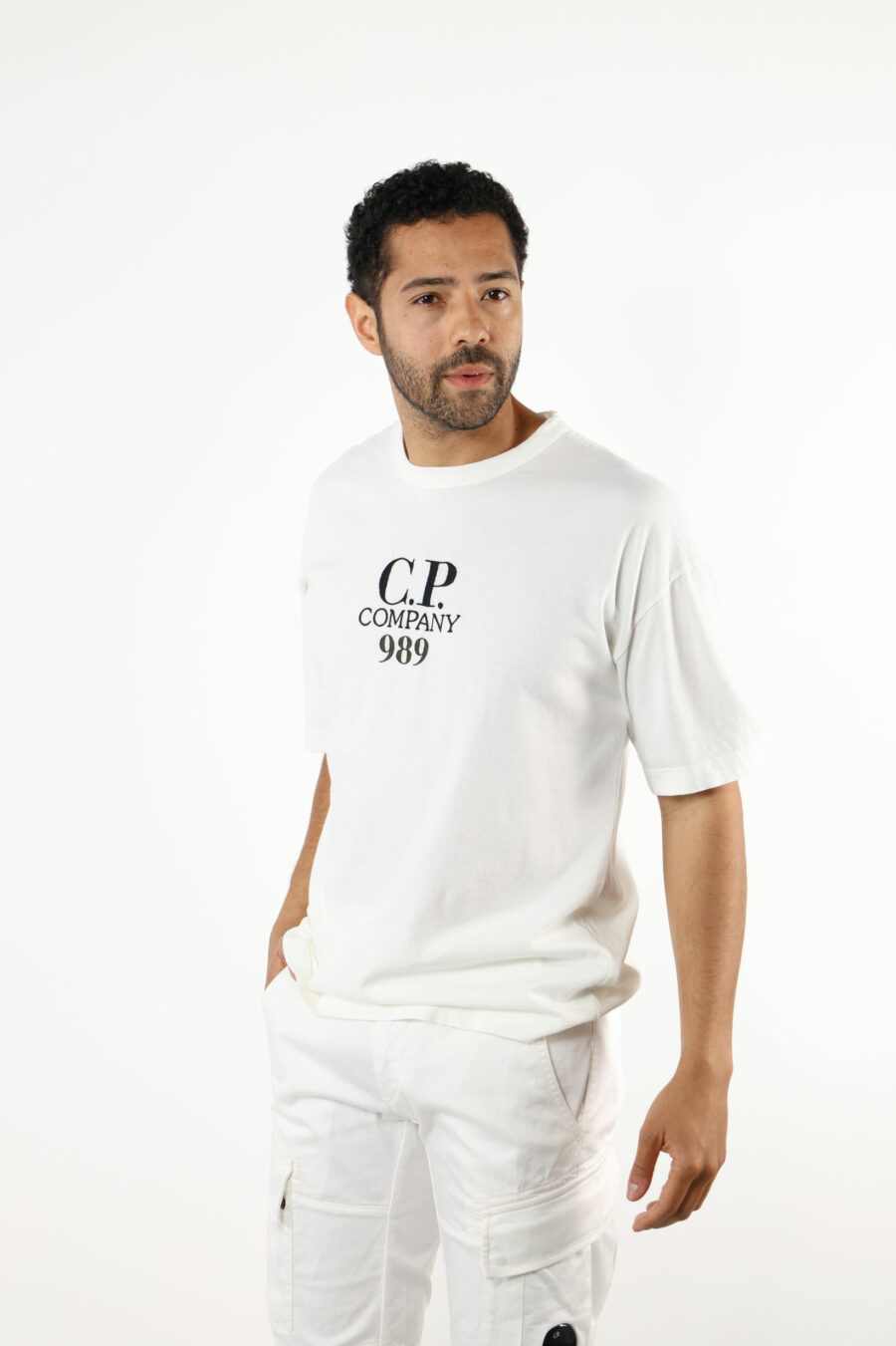 Camiseta blanca "oversize" con minilogo "cp 989" - 111318