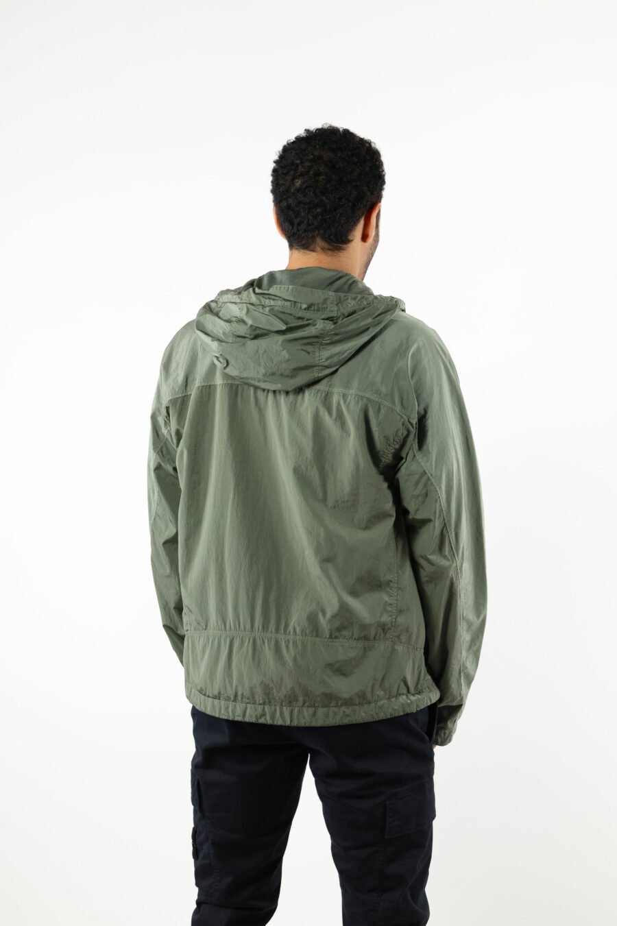 Taupe green jacket with hood and logo - 111410