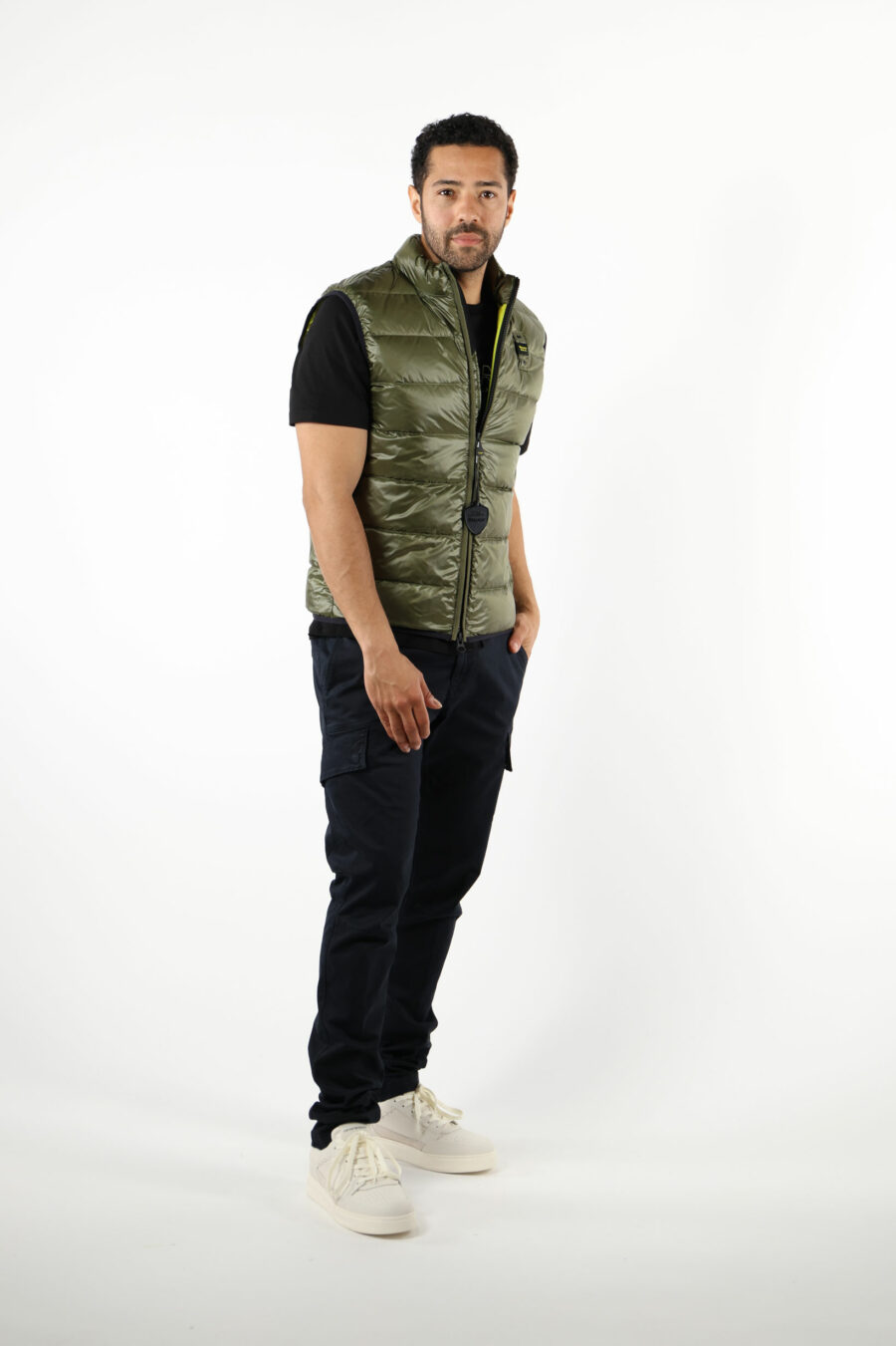Military green waistcoat with straight lines and mini-logo - 111450