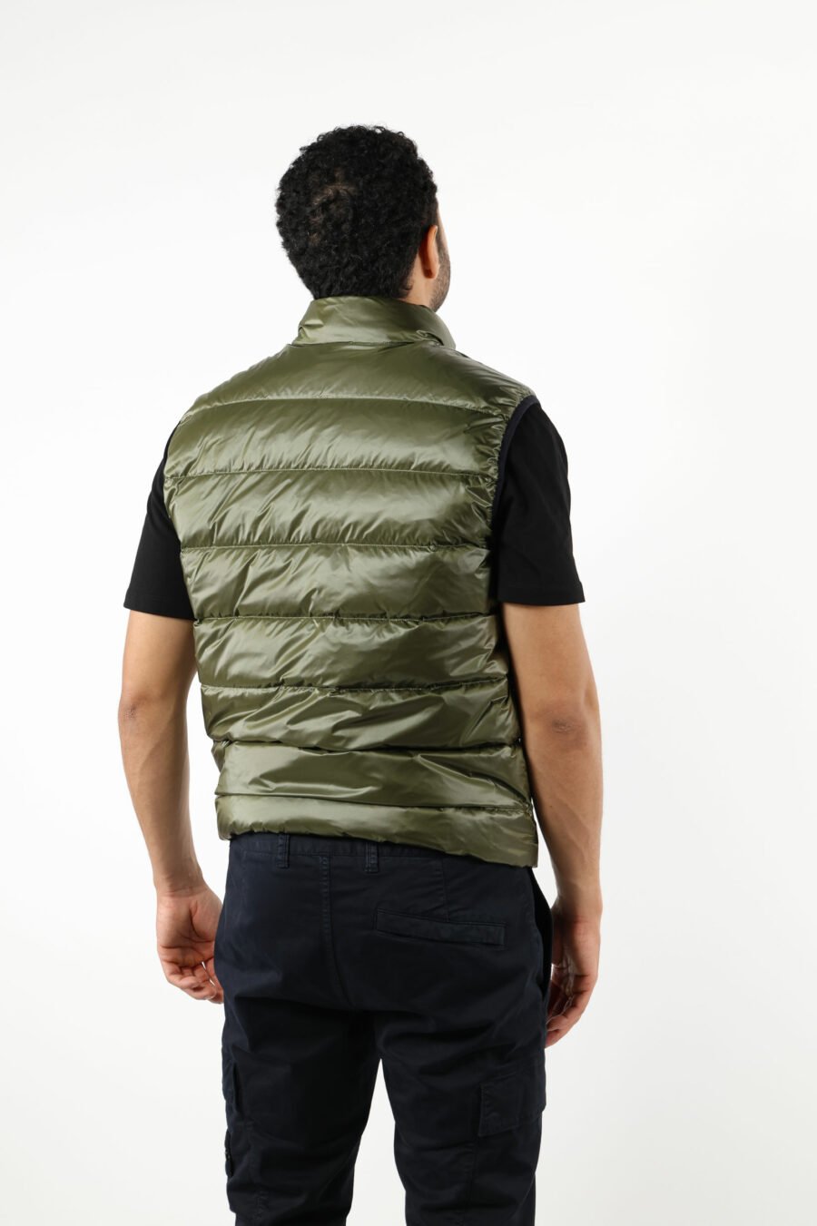 Military green waistcoat with straight lines and minilogue - 111454