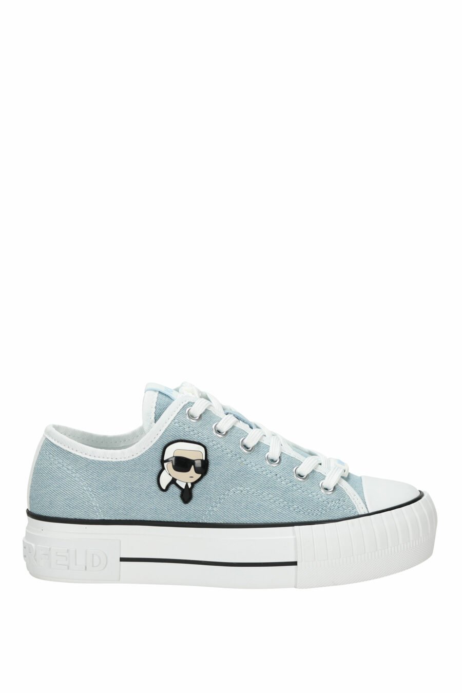 Light blue converse-style trainers with rubber mini-logo "karl" - 5059529384691