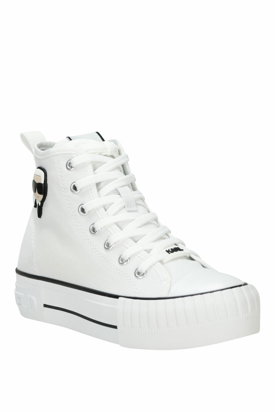 Zapatillas blancas altas estilo "converse" con minilogo de goma "karl" - 5059529384837 1