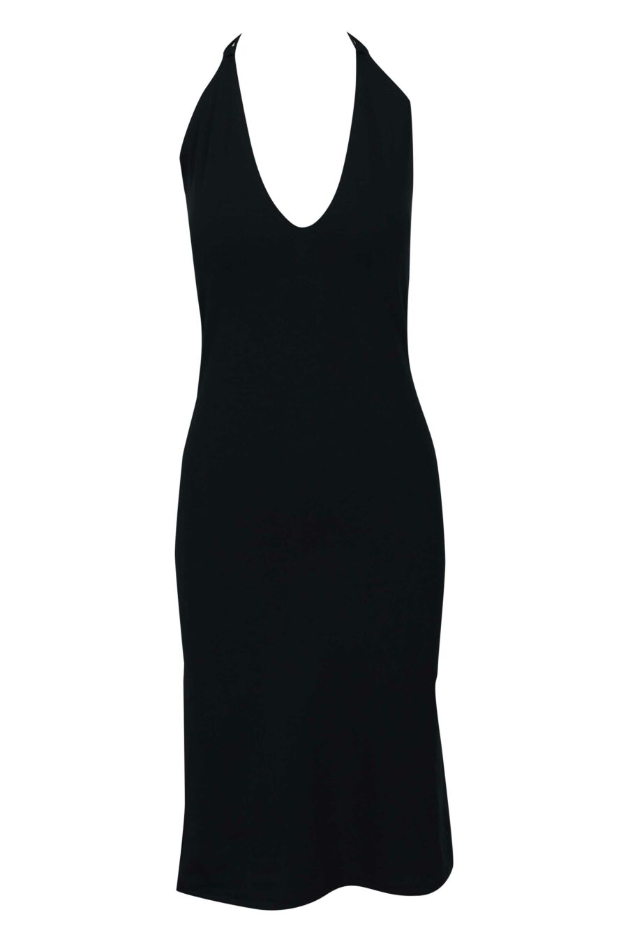 Langes schwarzes Kleid mit Ausschnitt und Mini-Logo - 667113355931