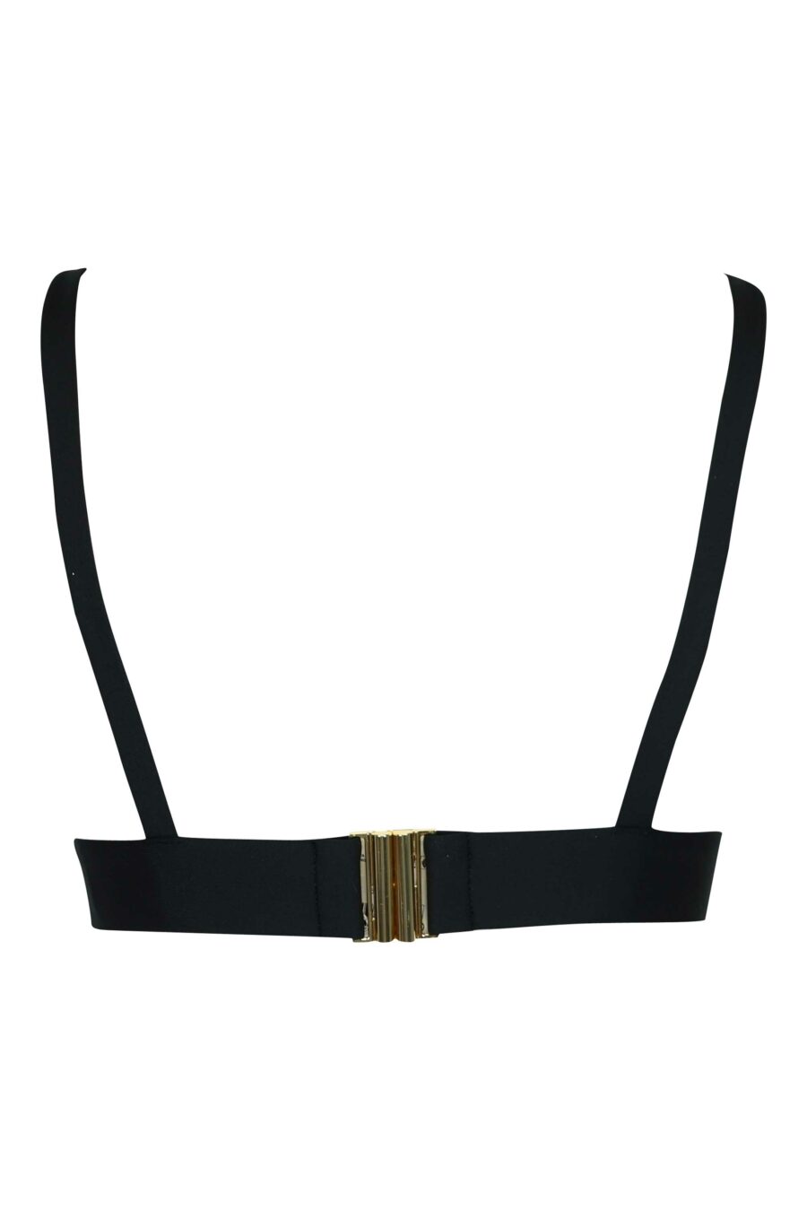 Top de bikini negro con hebilla de cinturón y logo "lettering" dorado - 667113648637 1