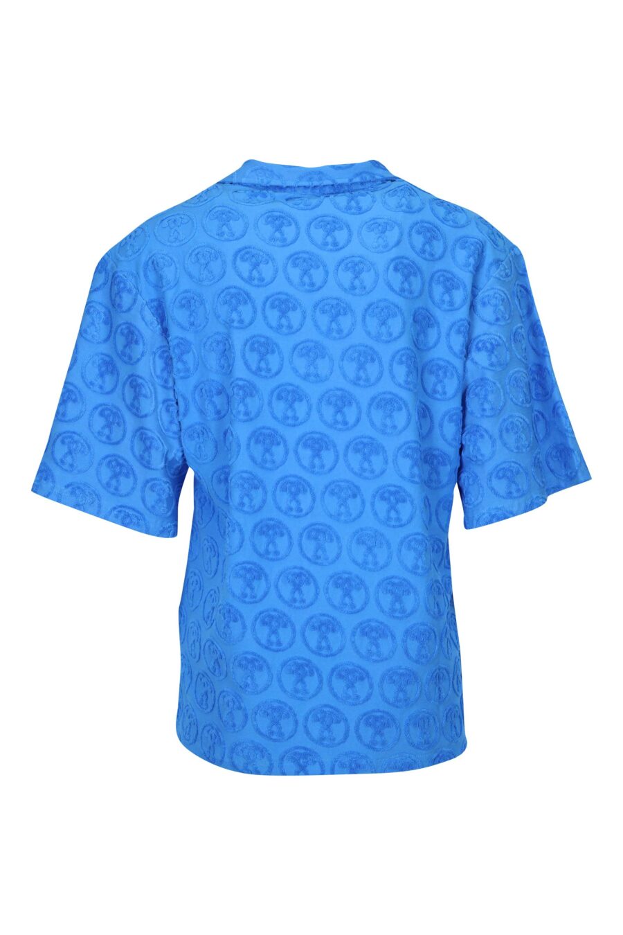 Kurzärmeliges blaues Hemd mit "all over logo" Doppelfrage - 667113670638 1