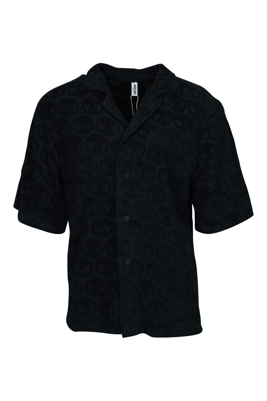 Black short sleeve shirt with "all over logo" double question - 667113670744