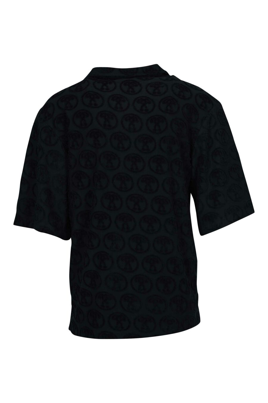 Black short sleeve shirt with "all over logo" double question - 667113670744 1