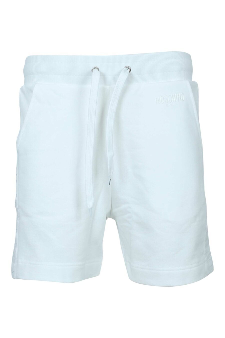 Pantalón de chándal blanco corto con logo monocromático de goma lateral - 667113684420