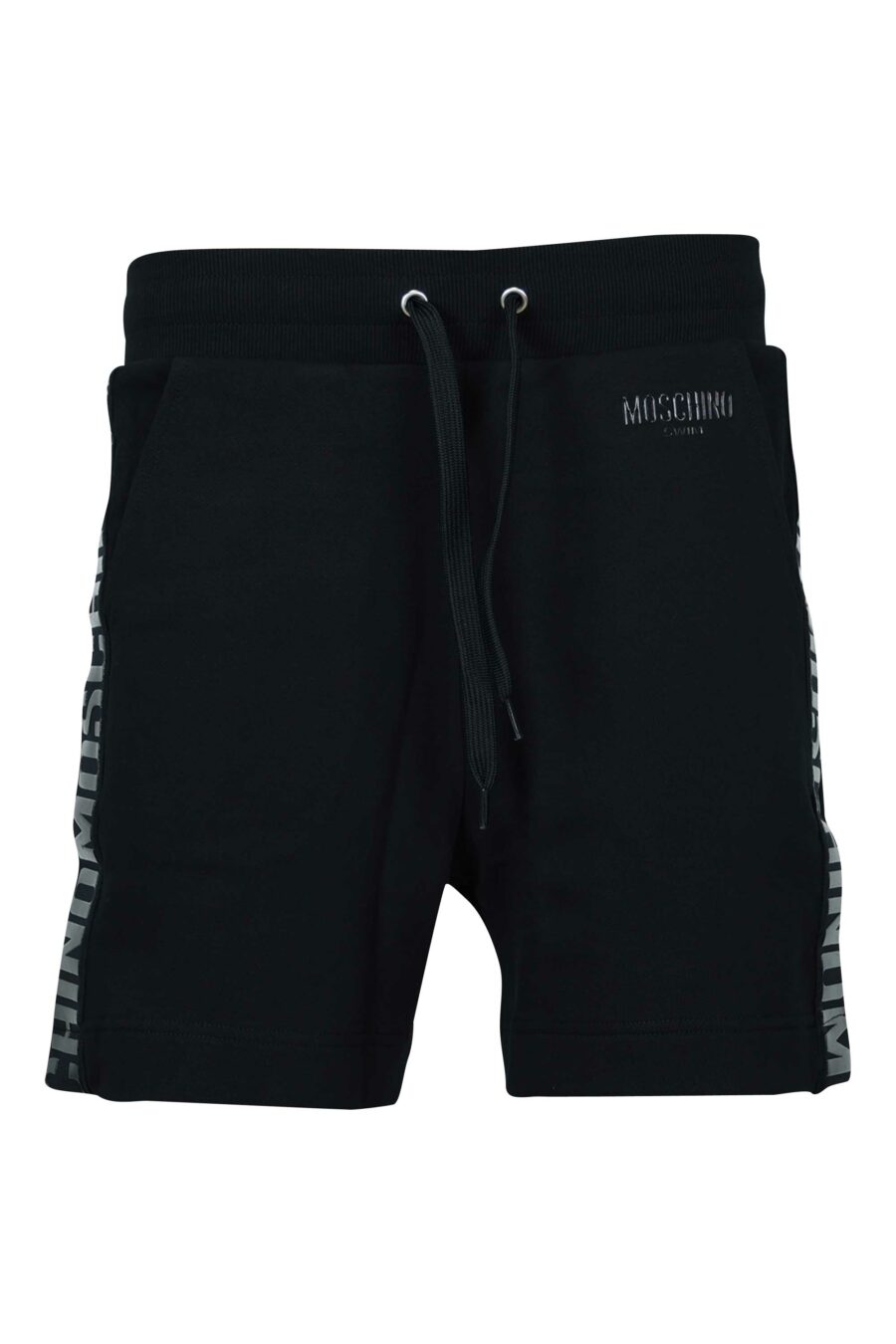 Pantalón de chándal negro corto con logo monocromático de goma lateral - 667113684482