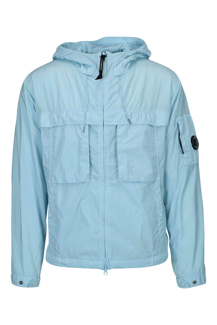 Light blue jacket with hood and logo - 7620943684452