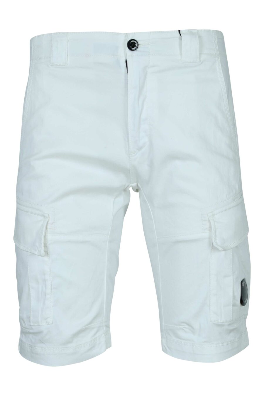Pantalón corto blanco estilo cargo con minilogo lente - 7620943697735