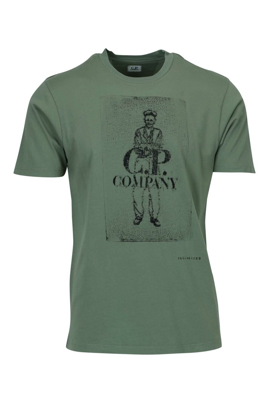 Camiseta verde grisáceo con maxilogo marinero y logo "cp" - 7620943776539