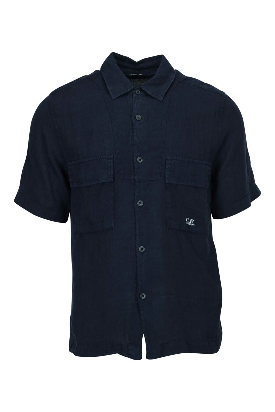 Chemise à manches courtes bleu foncé avec boutons et poches avec mini-logo - 7620943812053