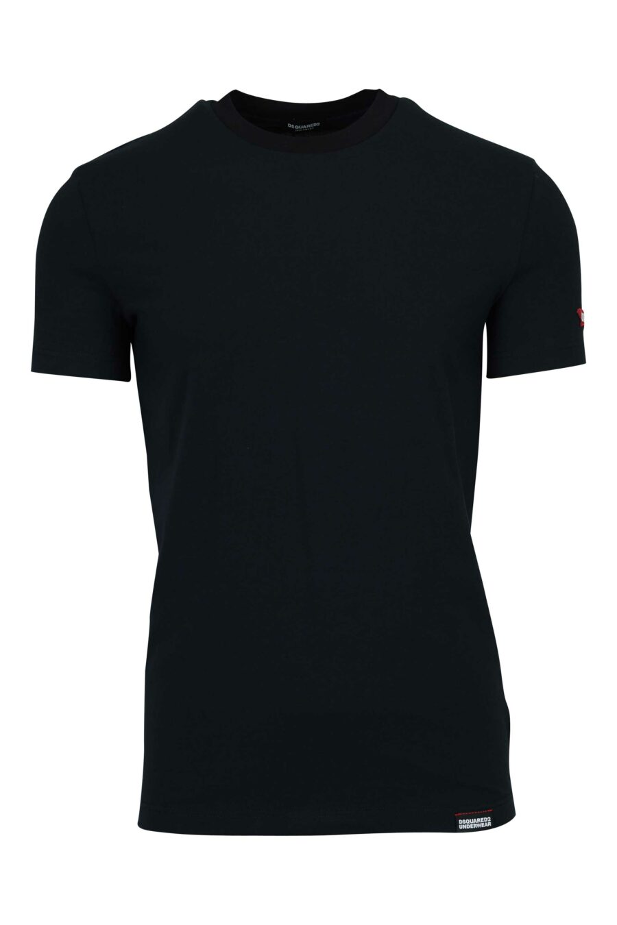 T-shirt noir avec étiquette logo - 8032674811202