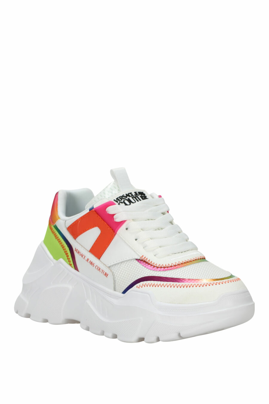 White multicoloured trainers with platform and logo - 8052019604870 1
