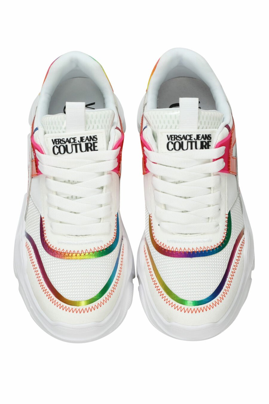 Multicoloured white trainers with platform and logo - 8052019604870 4
